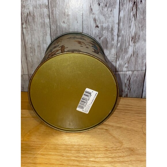 Vintage Round Christmas Tin Canister With Victorian Winter Scene Design Taiwan - Picture 5 of 7